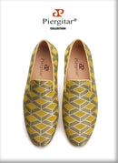 Piergitar 2022 High Grade Silk Fabric Men's Loafers For Party And Wedding Leather Insole Handmade Man Smoking Slippers Plus Size
