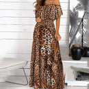 Women's Print Ruffle Maxi Sundress Dress