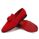 Piergitar 2019 Handmade Flower decoration Men Velvet Shoes Party and Wedding Men Loafers Men's casual shoes Plus size