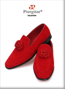 Piergitar 2019 Handmade Flower decoration Men Velvet Shoes Party and Wedding Men Loafers Men's casual shoes Plus size