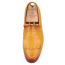 Yellow and Brown Colors Calfskin Slip-On Mens Dress Shoes for Party Handmade Male Smoking slippers