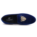Piergitar leopard metal buckle men velvet shoes fashion party and wedding men loafers handmade men's smoking slippers plus size