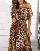 Women's Print Ruffle Maxi Sundress Dress