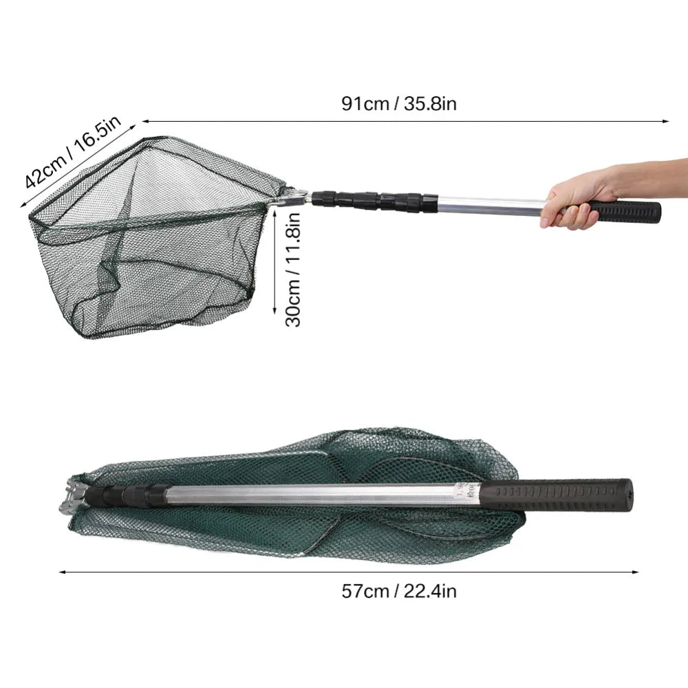 Telescopic Landing Net Folding Fishing Pole
