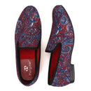 Men's smoking slippers and party shoes with cashew flowers on velvet in plus size.