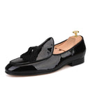 New Arrival Patent leather Handmade Tassel Men Smoking Slippers for Party and Wedding Men Loafers, Men's Dress Shoe