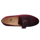 Piergitar 2019 New dark red colors velvet men tassel shoes Wedding men loafers handmade men's casual shoes smoking slippers