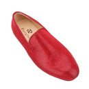 Handmade men's smoking slippers and loafers in red bottoms for weddings and parties.