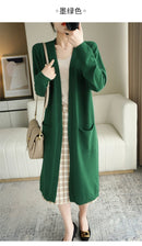 YSC New style Women Knitted Cashmere wool blend Cardigan V collar Super long style Buttonless pocket trim High-quality Cardigan