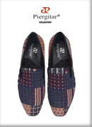 Piergitar 2021 American Flag Print  Men's Loafer Slippers For Party And Banquet Red Outsole Men's Casual Shoes Plus Size