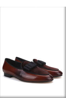 Summer Style Brown Calfskin Loafers for Wedding Moccasins Men Smoking Slippers Plus size