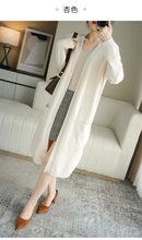 YSC New style Women Knitted Cashmere wool blend Cardigan V collar Super long style Buttonless pocket trim High-quality Cardigan