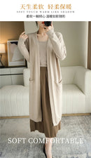 YSC New style Women Knitted Cashmere wool blend Cardigan V collar Super long style Buttonless pocket trim High-quality Cardigan