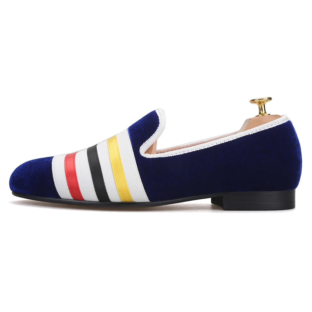 Piergitar brand handmade three colors bars design men velvet shoes slip-on wear wedding men dress shoes party men loafers