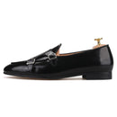 Piergitar 2019 New black Genuine leather men handmade loafers with metal buckle Fashion Party and wedding men dress shoes