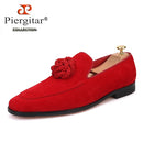 Piergitar 2019 Handmade Flower decoration Men Velvet Shoes Party and Wedding Men Loafers Men's casual shoes Plus size