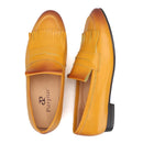 Yellow and Brown Colors Calfskin Slip-On Mens Dress Shoes for Party Handmade Male Smoking slippers