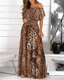 Women's Print Ruffle Maxi Sundress Dress
