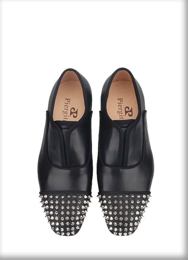 New Genuine Leather Mens Oxford Shoes With Studs Toe Italian Design For Party And Wedding Plus-Size