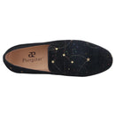 Piergitar 2021 Black Velvet Gold Dot Print Moccasin Handmade Men's Loafers British Classic Style Smoking Slippers Plus Size