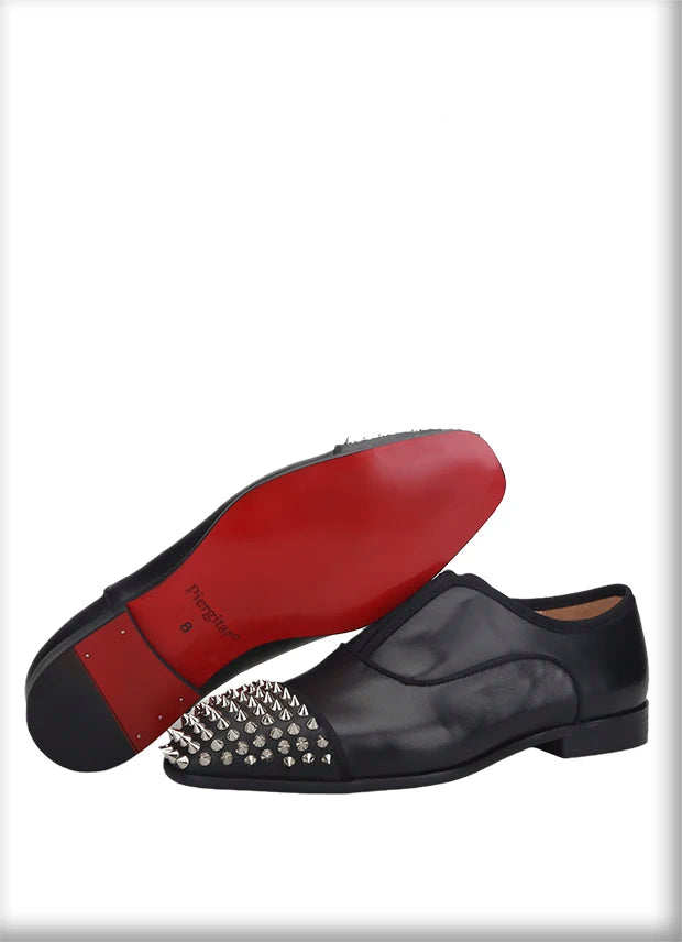 New Genuine Leather Mens Oxford Shoes With Studs Toe Italian Design For Party And Wedding Plus-Size