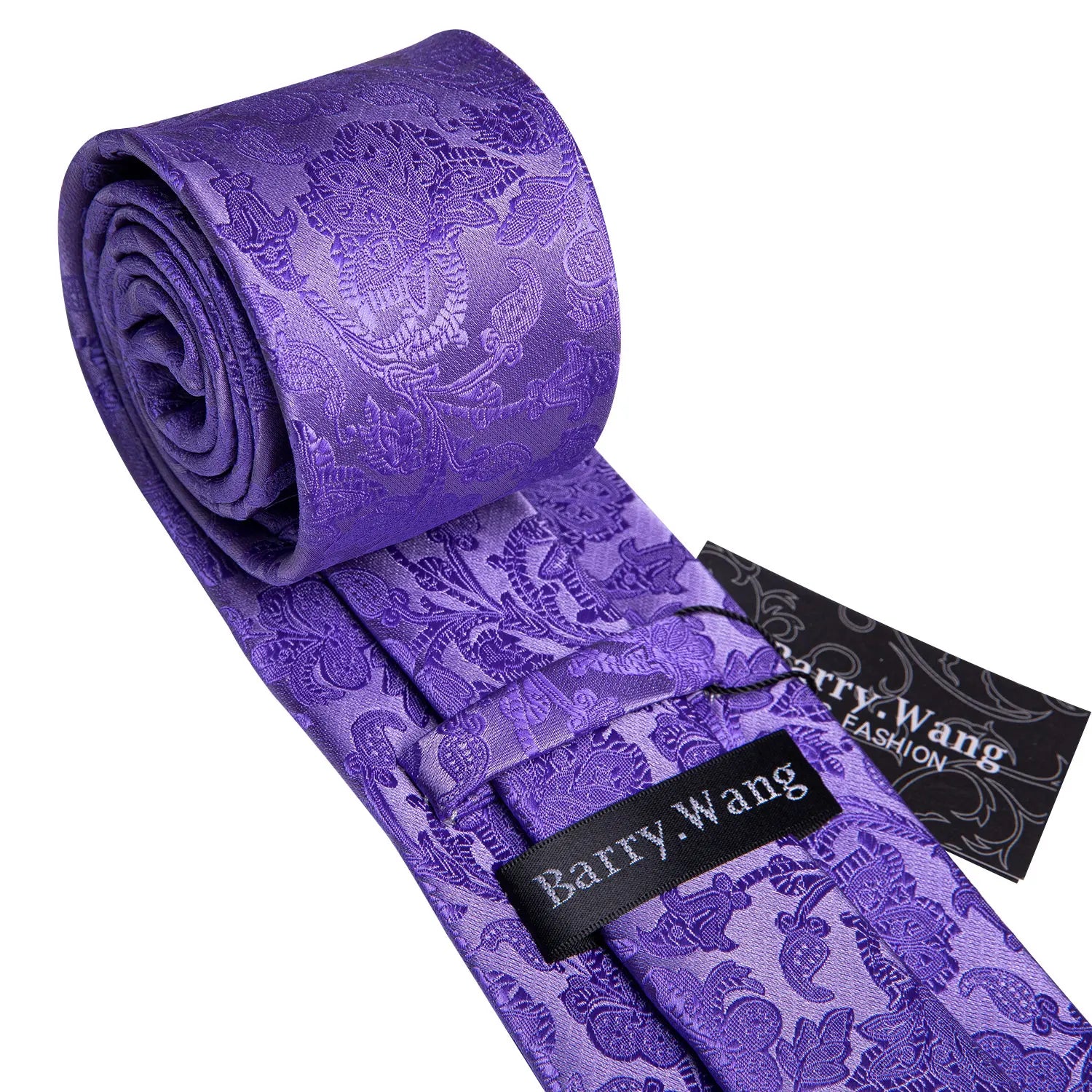 Fashion Silk Purple Solid Mens Wedding Tie Hanky Set Barry.Wang Designer Paisley Floral Neckties For Mens Gift Party Groom