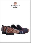 Piergitar 2021 American Flag Print  Men's Loafer Slippers For Party And Banquet Red Outsole Men's Casual Shoes Plus Size