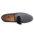 Piergitar New Gray Silver Glitter Fabric Men Moccasin Handmade Tassel Men's Loafers Classic British Style Smoking Slippers