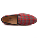 Piergitar 2021 New Handmade Scottish Plaid Men Fabric Shoes Men casual Loafers Plus Size Classic Smoking Slippers Flats