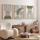 Sage Green Botanical Abstract Boho Geometry Wall Art