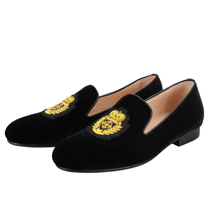 Summer New Model Imported From India British Royal Style Patch Embroidery Men Velvet Shoes Handmade Slip-On Loafers