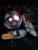 The New Style Square Glittering Silver Belgian Loafers with Double-Monk Moccs Handmade in GuangZhou