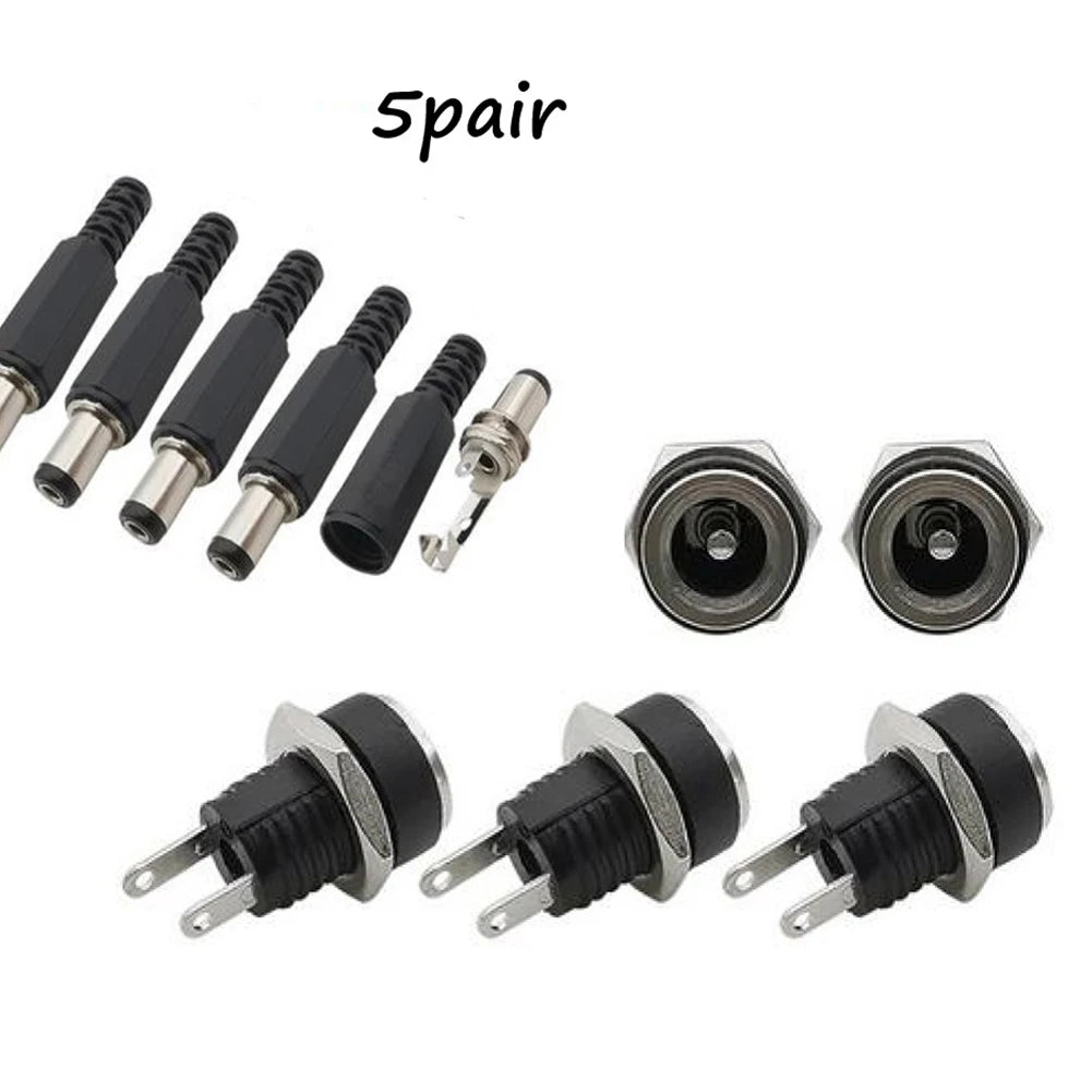 5 Pairs DC 12V Male Jack