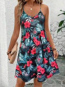V-neck Spaghetti Strap Print Dress