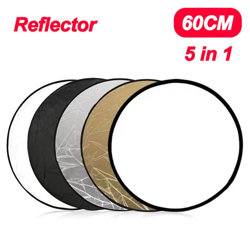 5 in 1 Round Reflectors Collapsible Photography Fill Light Batter Diffuser