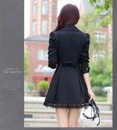 2025Spring Autumn New Windbreaker Coat Women Fashion Slim Mid Long Lace Trench Coat Female Casual Double-breasted Outerwear Tops
