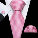 Peach Pink Wedding Ties For Men Exquisite Paisley Silk Pocket Square Cufflink Sets Fashion Woven Suit Necktie Groom Barry.Wang
