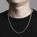 Men White Gold Color Stainless Steel Long Chain