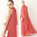 Sleeveless Chiffon Maxi Satin Long Silk Dress