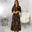 Digital Printed Single Breasted Long Dress Spring Autumn Women New Fashionable Women's Casual Long Sleeved Shirt Collar Dress