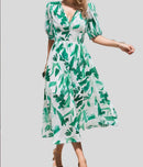 Women's summer dress 2025 fashion printed waist-cinching dress; holiday long dress; party dress; ladies' clothing.