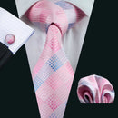 Peach Pink Wedding Ties For Men Exquisite Paisley Silk Pocket Square Cufflink Sets Fashion Woven Suit Necktie Groom Barry.Wang