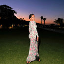 Temperament long sleeve slim long printed dress women's new autumn fashion elegant long dress