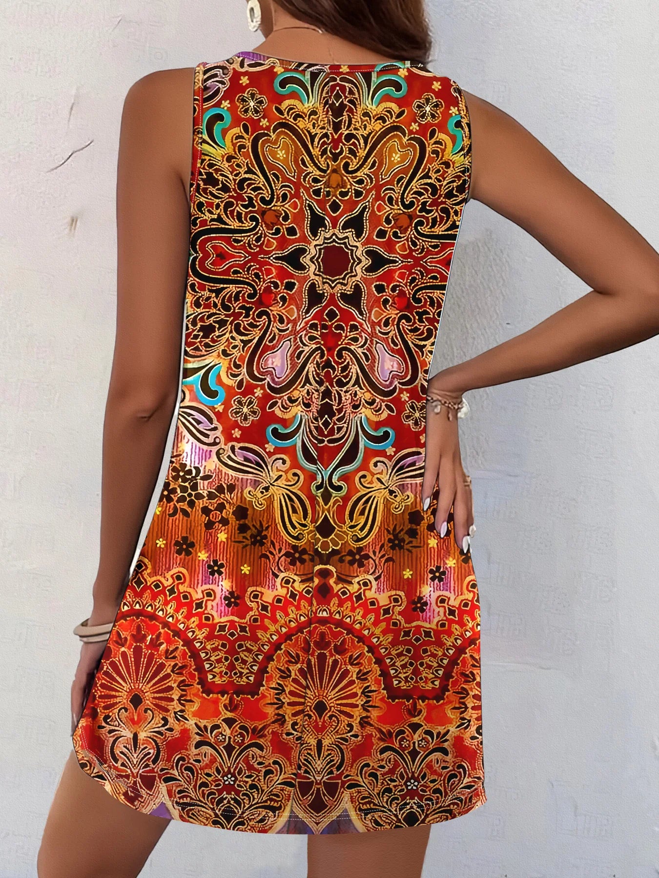 Women Summer Sleeveless Bohemian Dress Exclusive Print Vacation Dress  Birthday Dress for Women Beach Dress Dress for Women