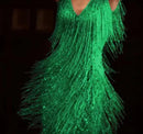 Women's V-neck Deep Sleeveless Pencil Dresses with Fringes