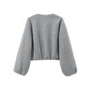 TRAF Outerwears Cropped Bomber Jacket Women Autumn Long Sleeve Faux Wool Coats For Woman Winter Zip Up Gray Beige Short Coats