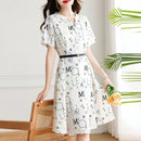 Midi-length Satin Woman Dress with chiffon