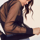 Sexy Transparent Mesh Sheer Jackets 2024 Summer Thin Long Sleeve Brief Outwears Women Zipper Beachwear Coats