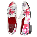Piergitar White Color Fabric Of China Oil Painting Style Men's Loafers For Fashion Party And Wedding Handmade Slip-On Flats