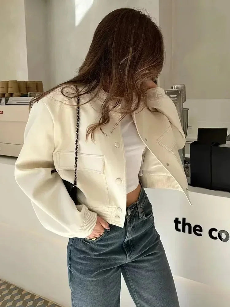 Women Fashion With Pockets Bomber Jacket